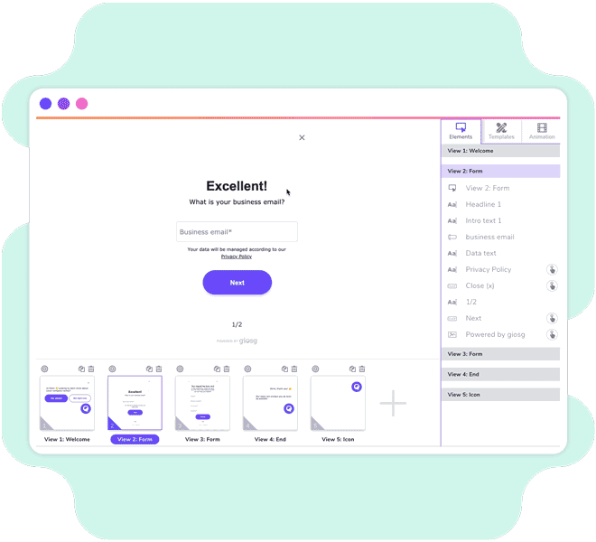 Giosg's multi-step form builder 