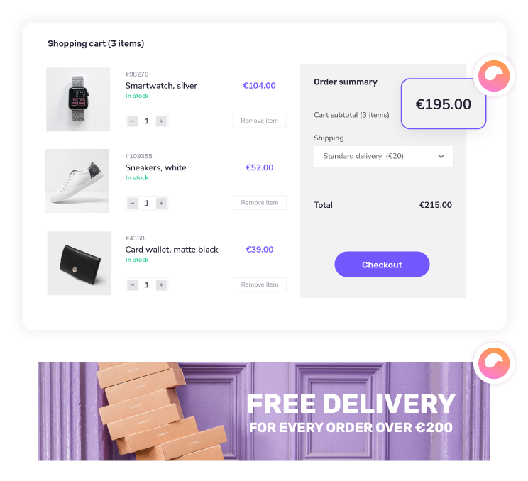 Offer free delivery with giosg Basket feature 